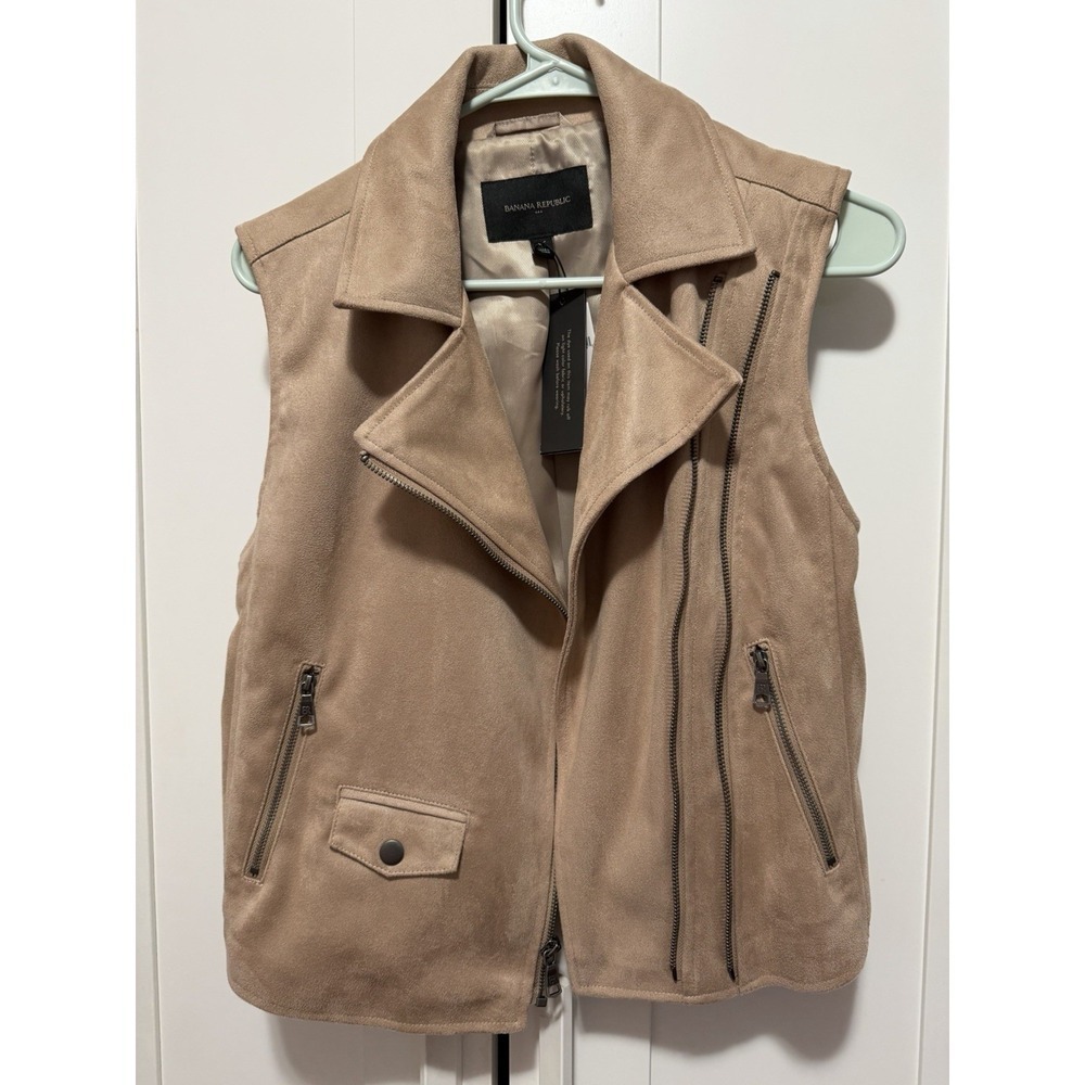 Banana Republic Women's Tan Brown Faux Suede Vegan Vest Size XS